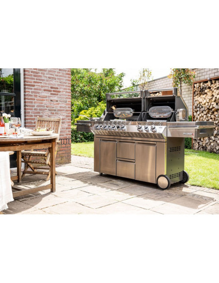 Barbacoa Napoleon Prestige PRO 825 Con Quemador Lateral De Potencia, Quemadores Inferiores Y Traseros Infrarrojos Inox