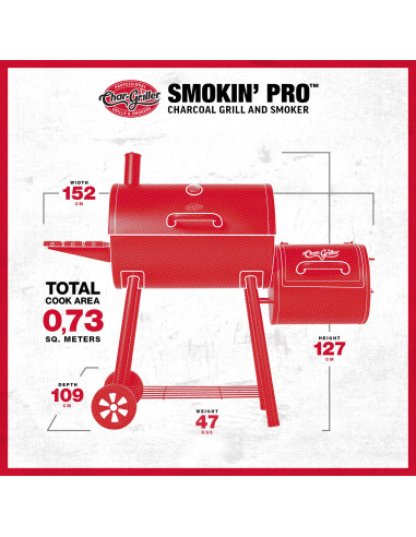 Char-Griller Smoking Pro - Offset Grill & Smoker