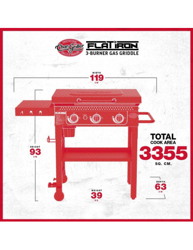 PLANCHA FLAT IRON DE 3 QUEMADORES CHAR GRILLER